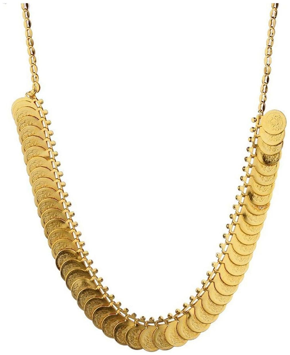 

Bhagya Lakshmi Traditional Gold Plated Temple Coin Necklace With Earrings For Women