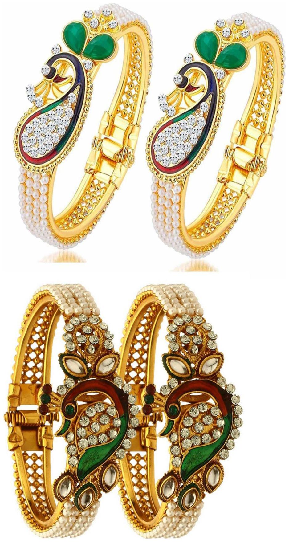

Bhagya Lakshmi Traditional Women s Pride Antique Peacock Bracelet Combo For Women