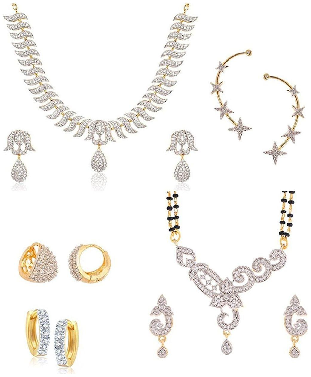 

Bhagya Lakshmi Women s Pride Necklace With Mangalsutra Earrings Combo for Women