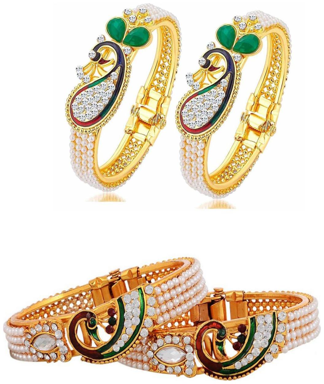 

Bhagya Lakshmi Traditional Antique Peacock Bracelet Combo For Women