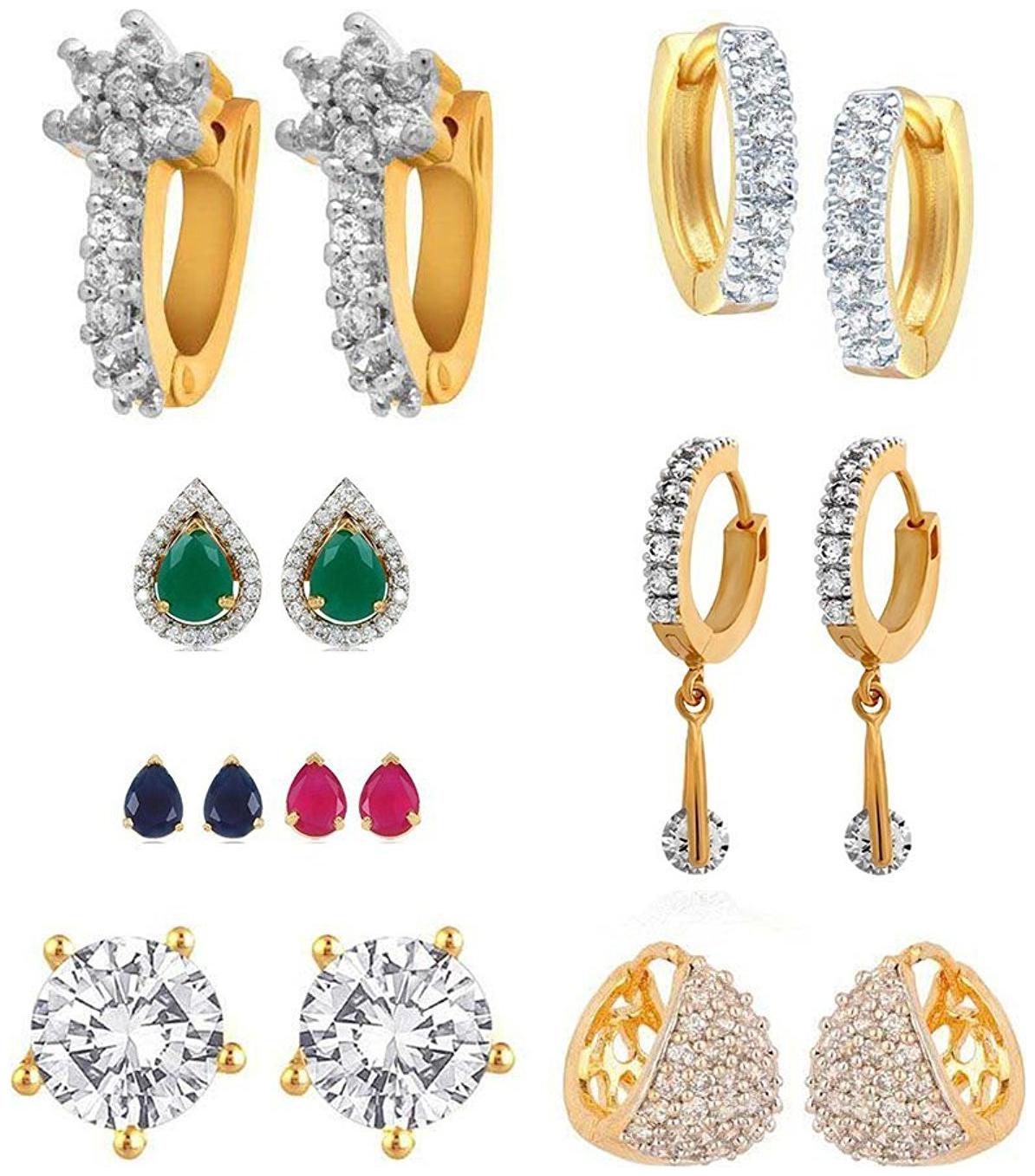 

Bhagya Lakshmi Women s Pride AD Stone Earrings Combo For Women