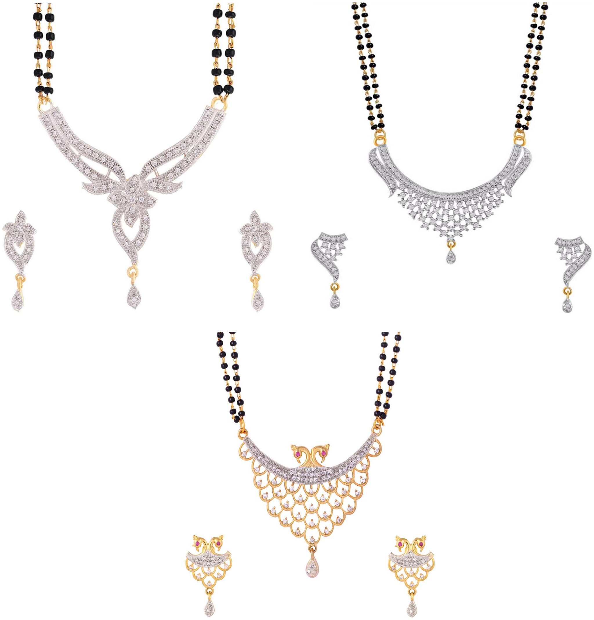 

Bhagya Lakshmi Women s Pride AD Mangalsutra Combo With Earrings For Women