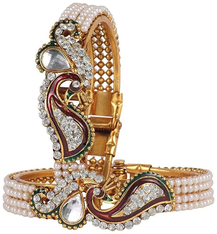 

Bhagya Lakshmi Traditional Antique Peacock Bracelet Set For Women
