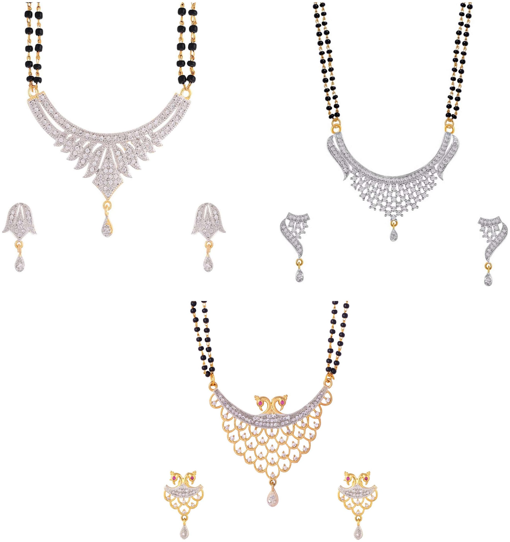 

Bhagya Lakshmi Women s Pride AD Mangalsutra Combo With Earrings For Women