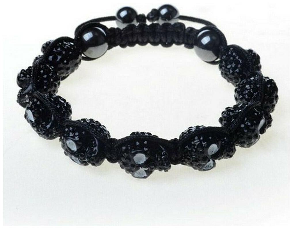 

Black CZ Skull Beaded Cord Adjustable Macrame Bracelet