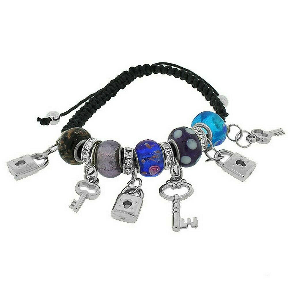 

Black Evil Eye Hamsa Macrame Cord Multicolor Crystals Womens Bracelet
