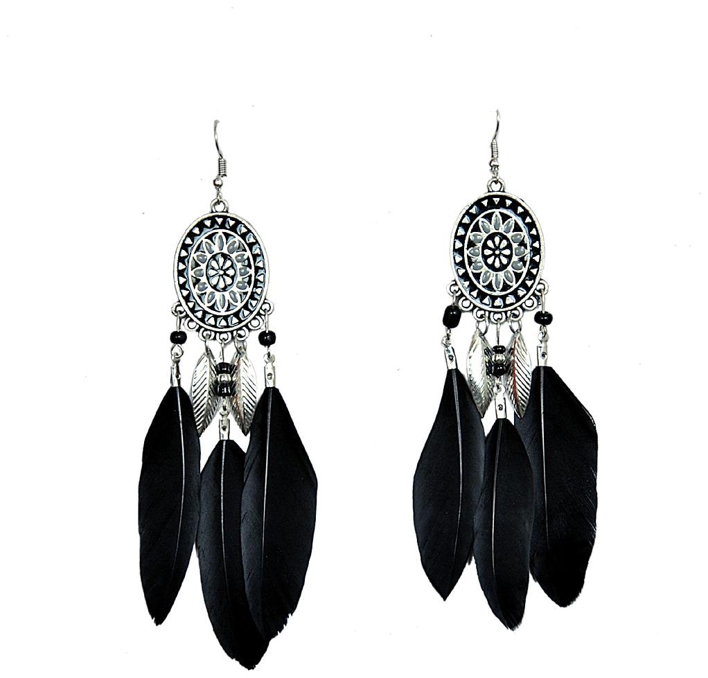 

Black Meenakari Black Feather Earring for Women Girl