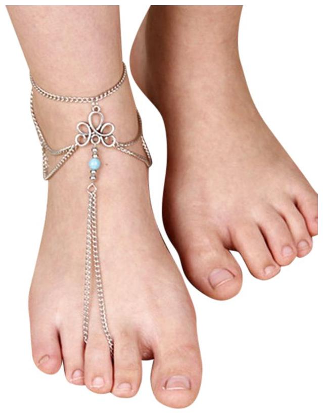 

Blue Bead Flower Toe Ring Anklet