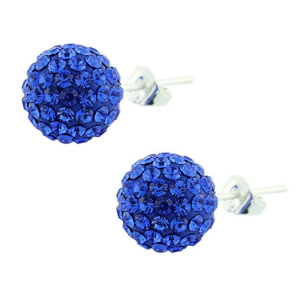 

Blue Crystals Disco Bead Ball Stud Womens Earrings