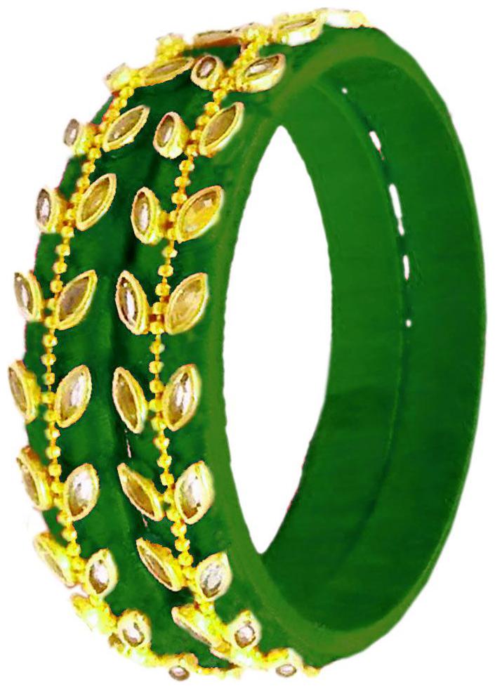 

Blue jays hub silk thread bangles green color set of 2
