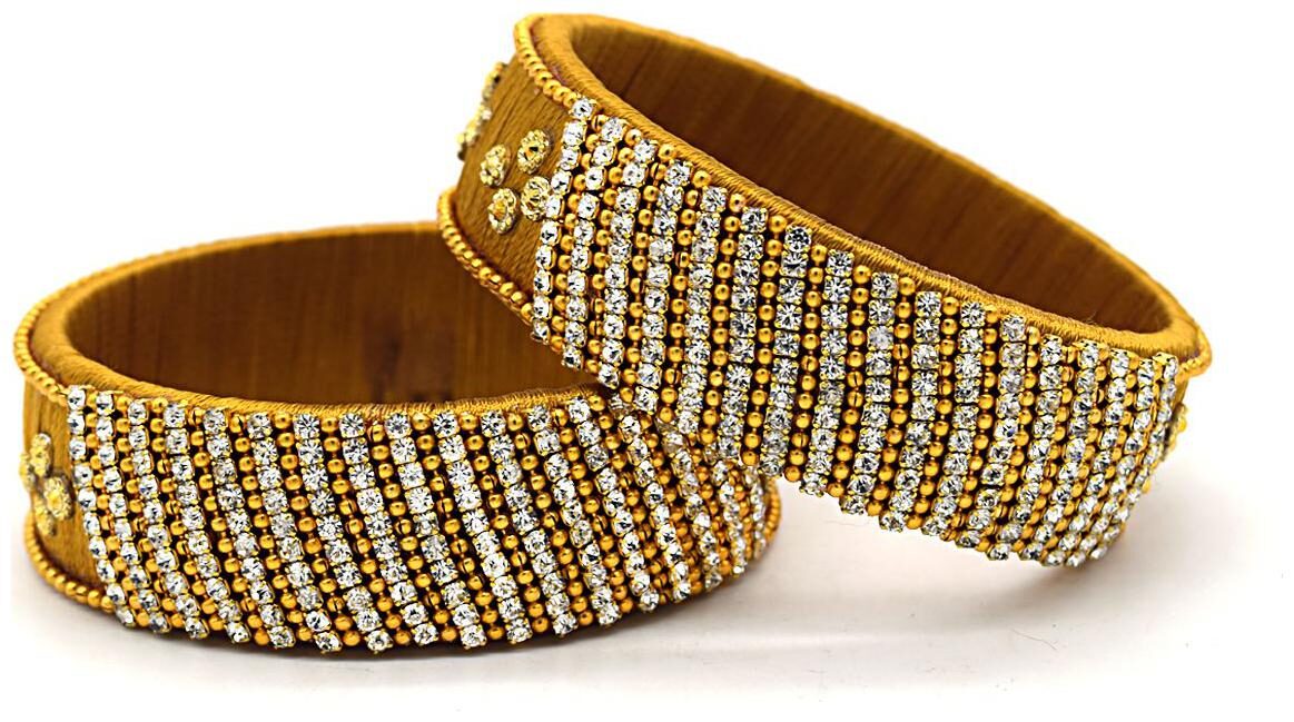

Blue jays hub silk thread bangles gold color set of 2