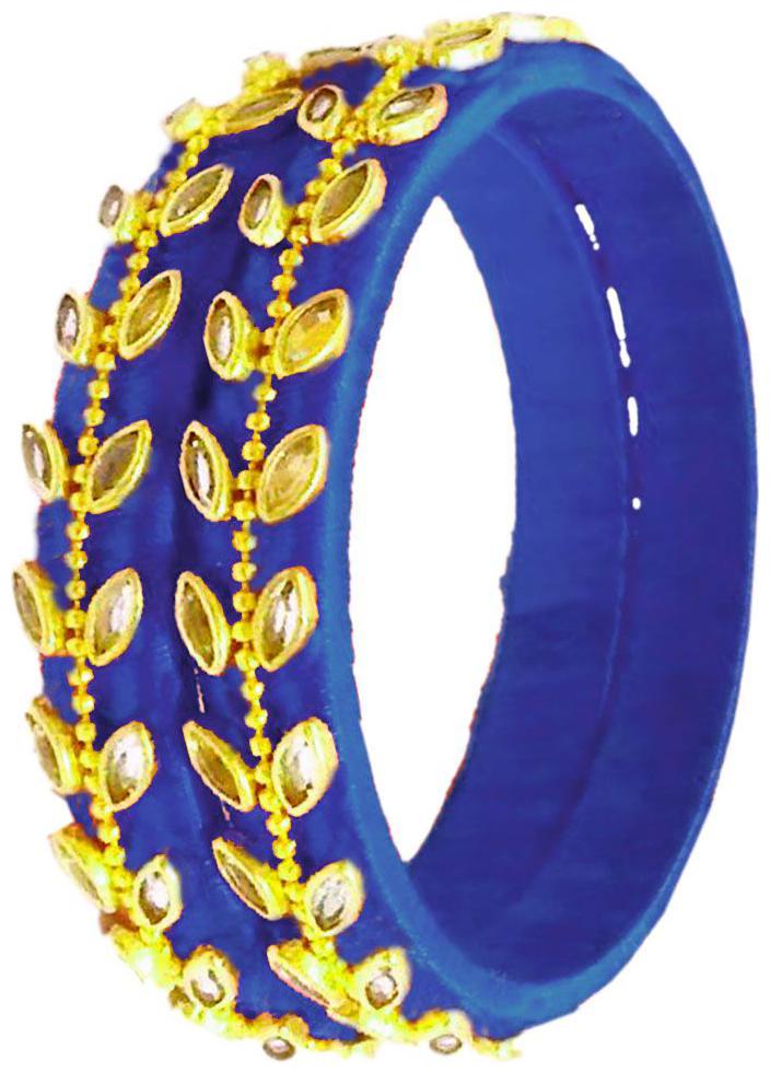 

Blue jays hub silk thread bangles navy blue color set of 2