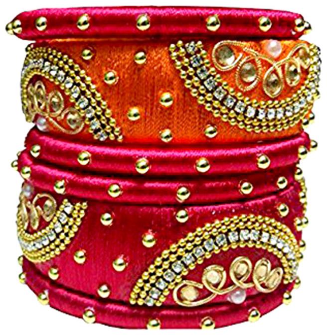 

Blue jays hub silk thread bangles set of 6