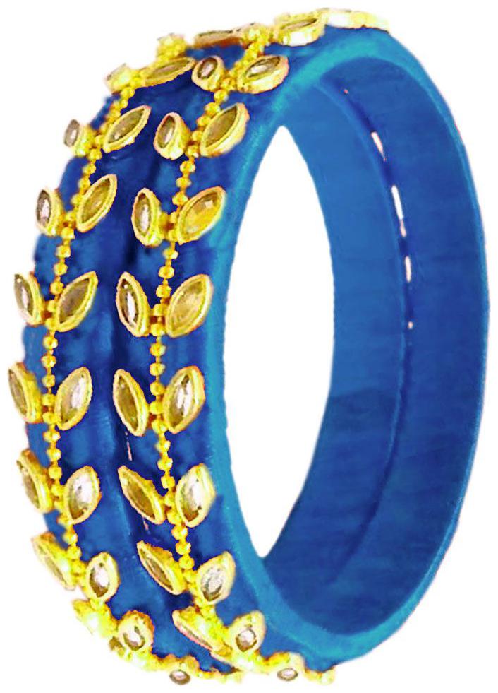 

Blue jays hub silk thread bangles sky blue color set of 2