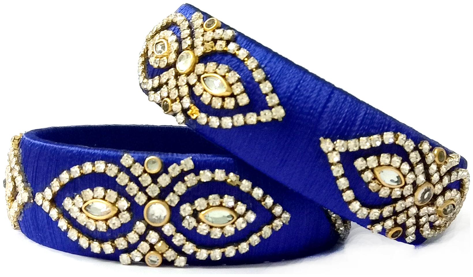 

Blue jays hub silk thread bangles set of 2 Navy blue color