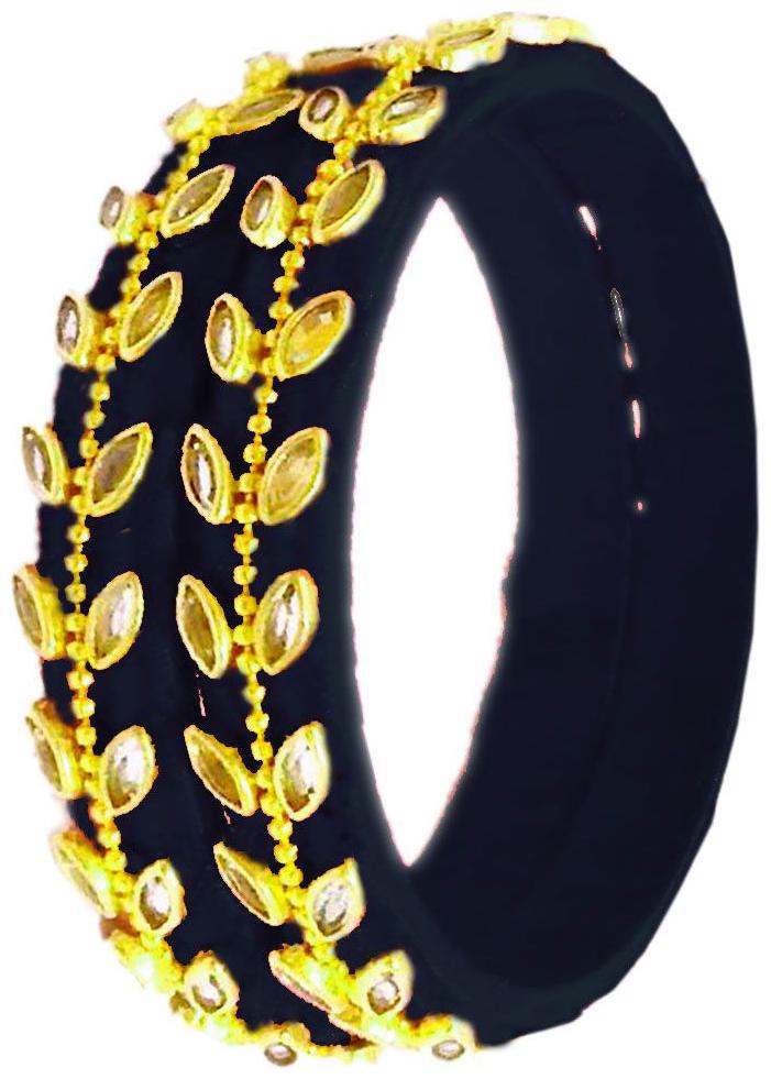 

Blue jays hub silk thread bangles black color set of 2