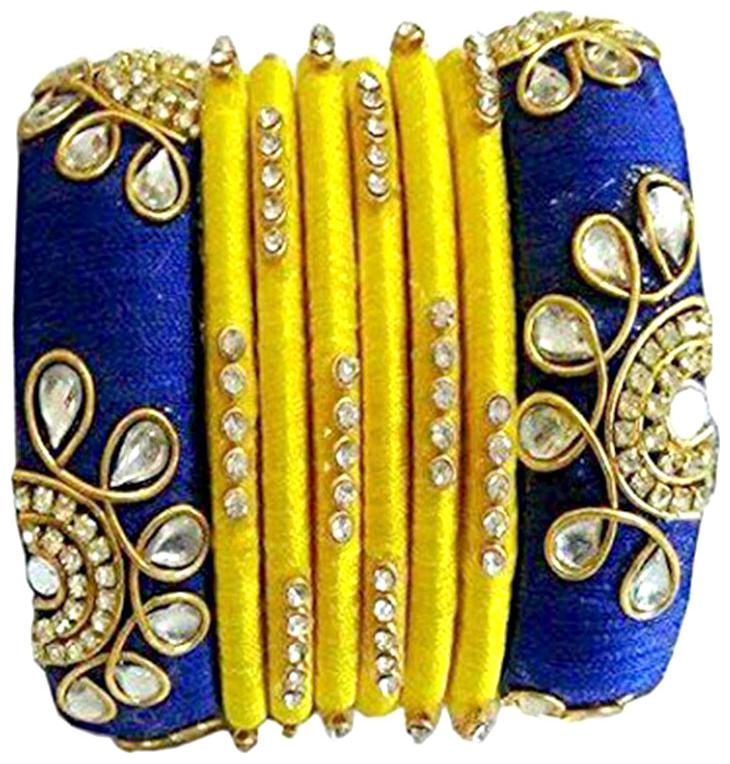 

Blue jays hub blue and yellow color bangles set of 8