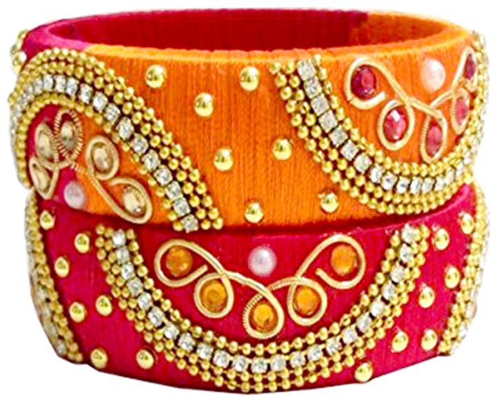 

Blue jays hub silk thread Dark pink and orange color set of 2