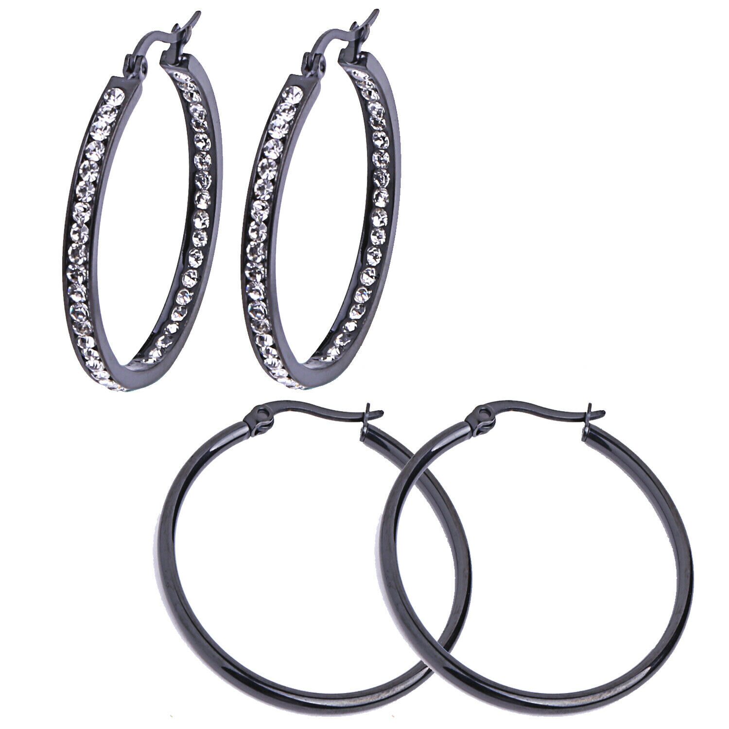 

BodyJ4You 4PC Hoop Earrings Set Huggie Ring 20mm 30mm Multicolor Fashion Jewelry