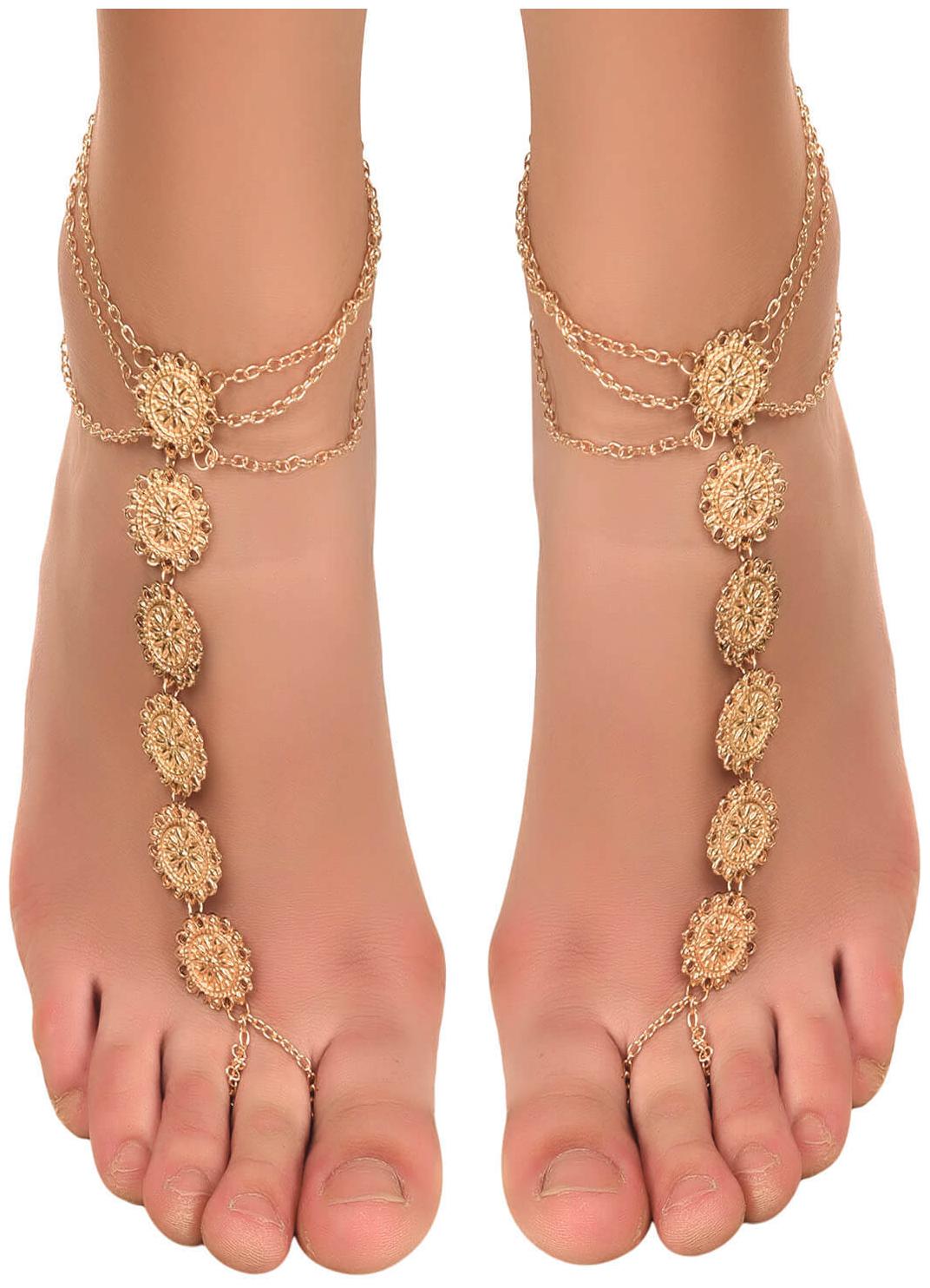 

Bohemian coin Golden Toe Ring Anklet