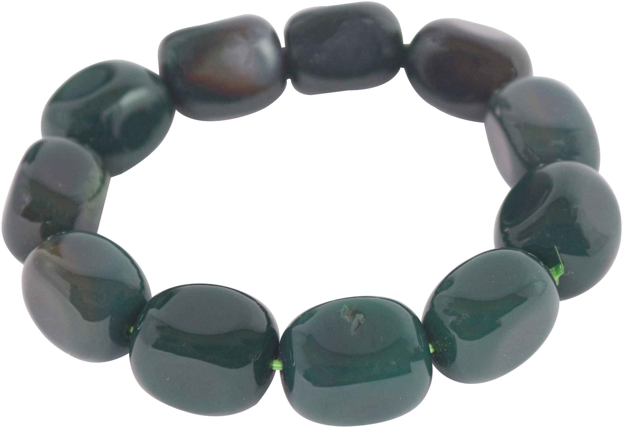 

Brahmatells Green Jade Tumble Bracelet For Men Women