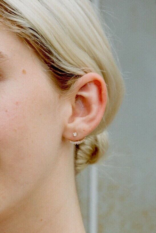 

brandy melville gold rhinestone crescent drop earrings NWT OS