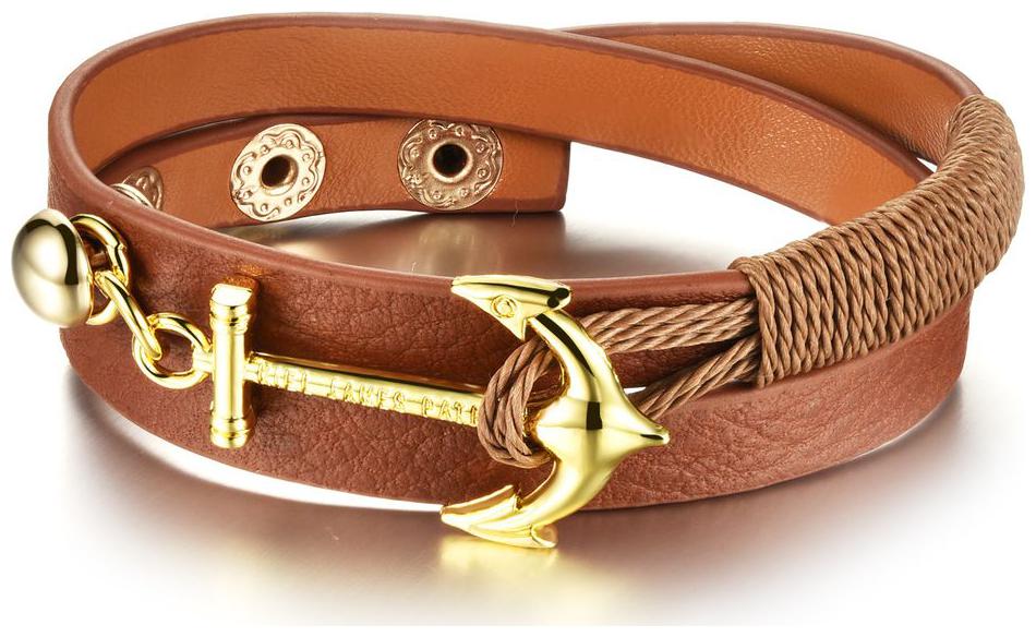 

Brown leather of fine fashionable ancients look of Leather Bracelet H22