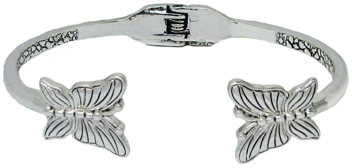 

Butterfly Silver Hinged Cuff Bracelet Jewelry Resurrection Hope Life Change