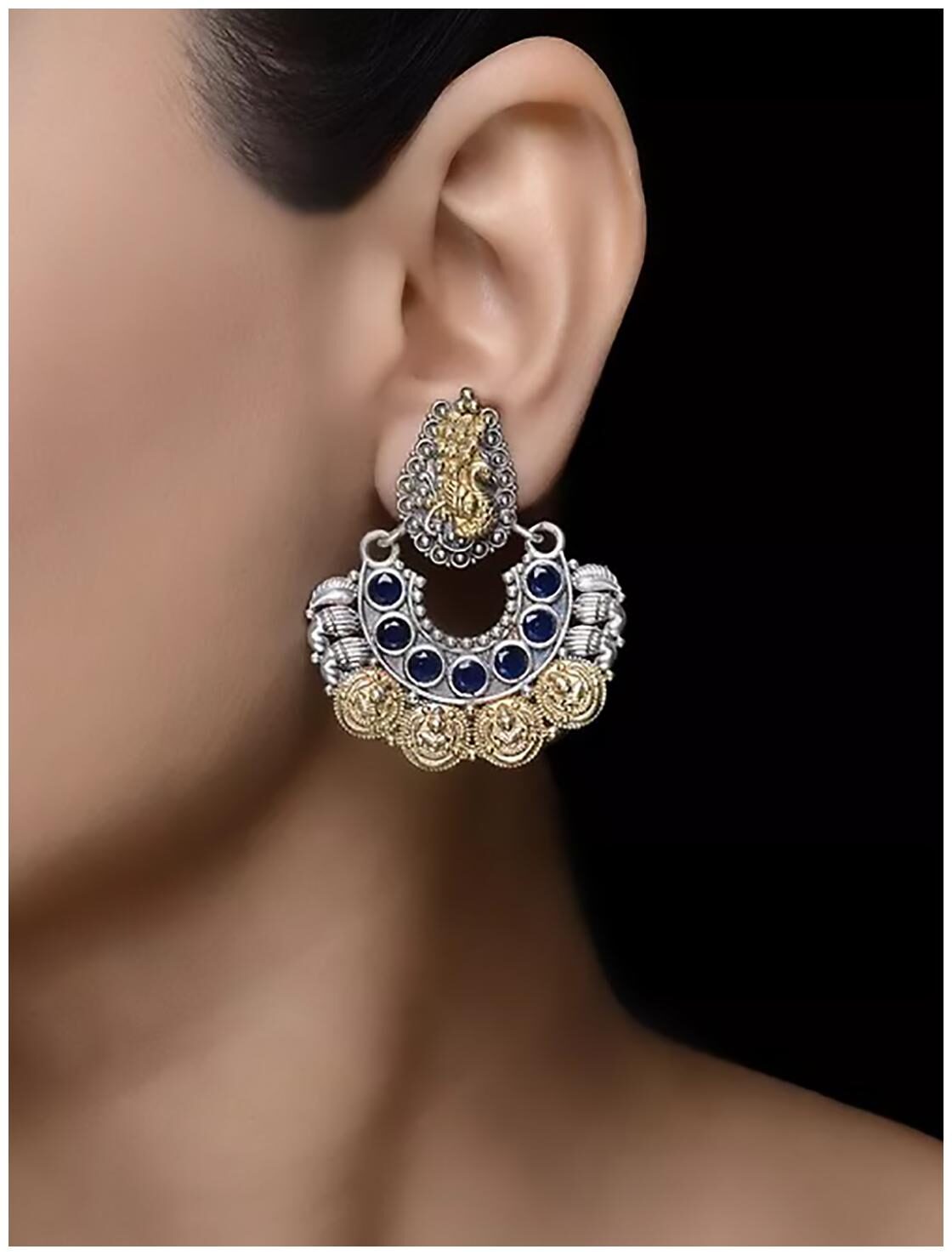

Cemaya Antique Chandbali Dual tone Earrings For women