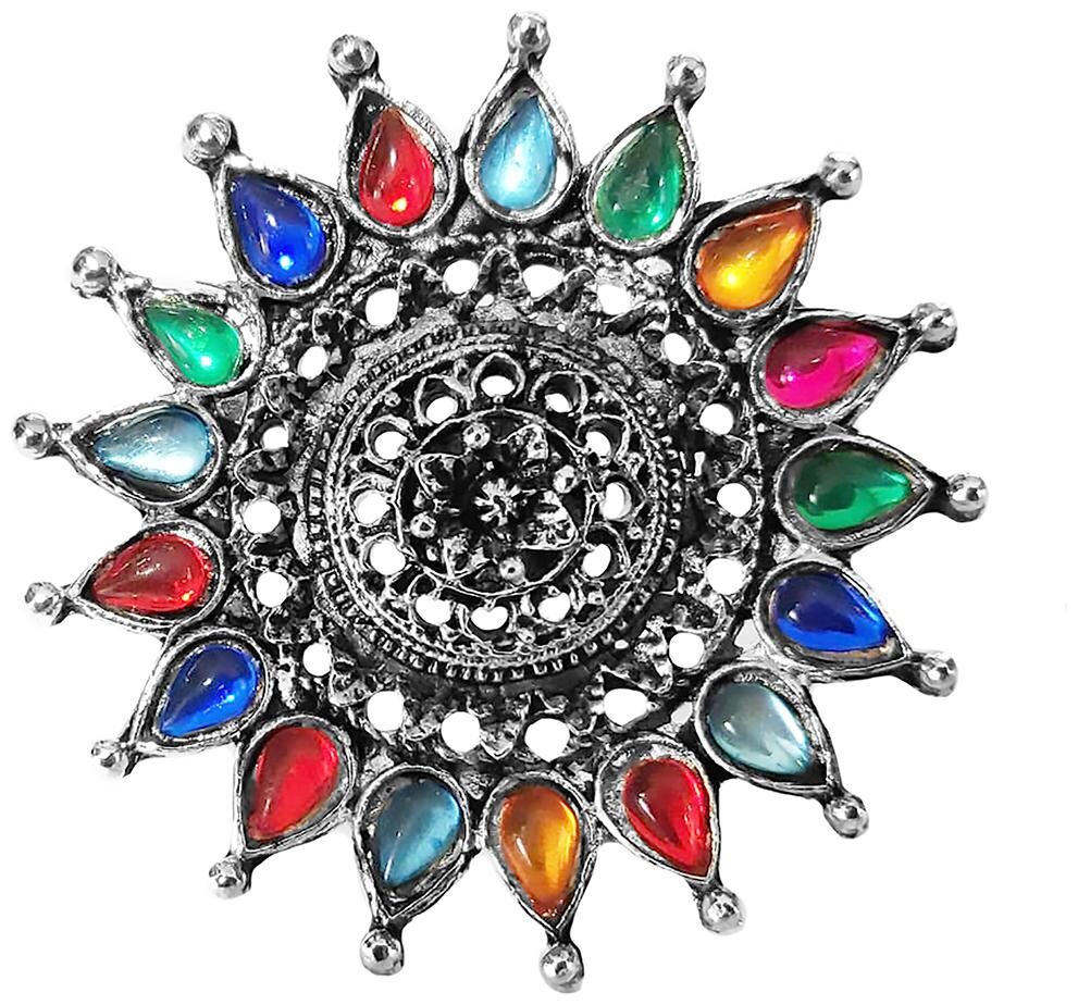 

Cemaya Oxidised Silver Stone studded ring for women