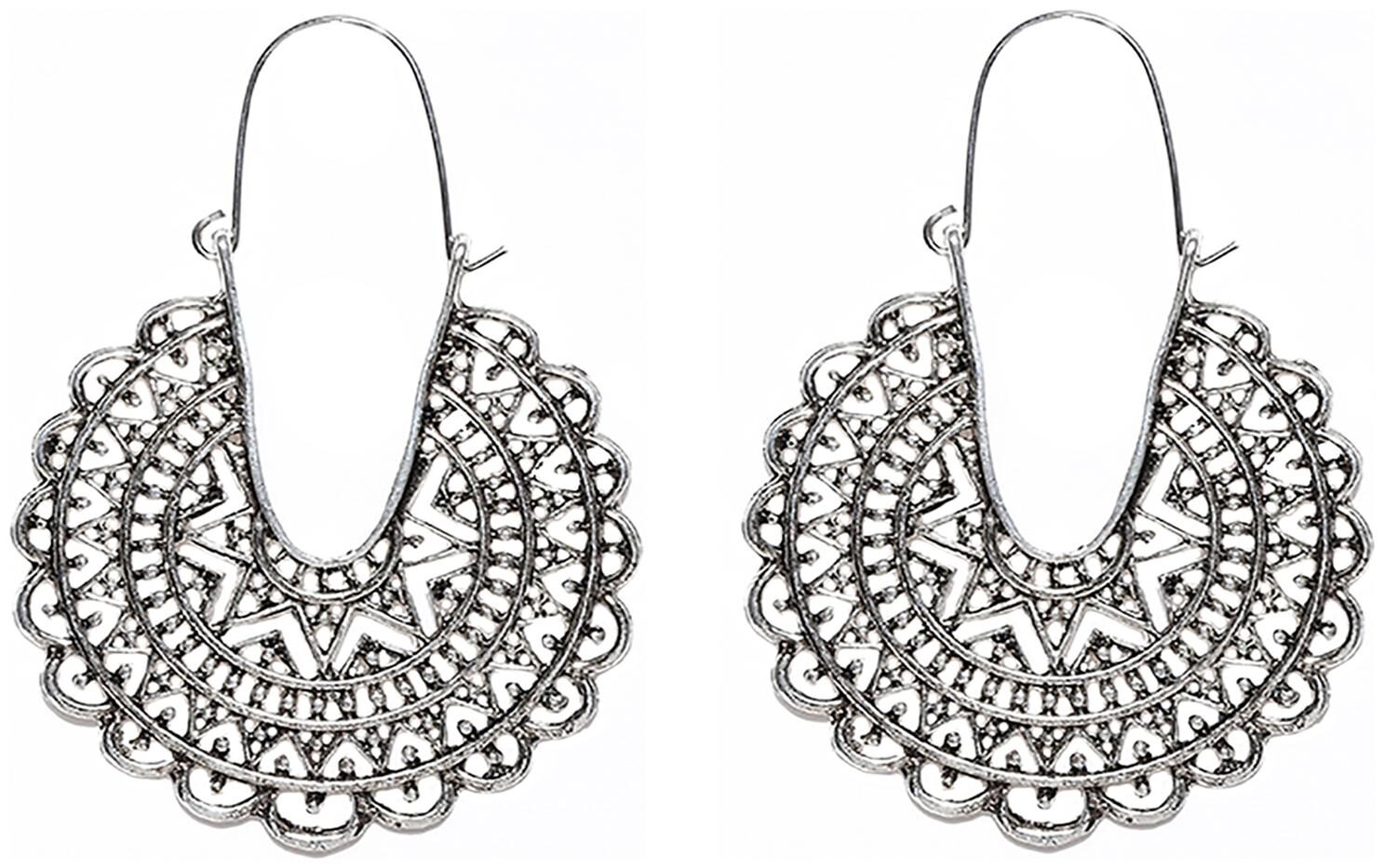 

Cemaya Oxidised Silver Hoop Earrings for women
