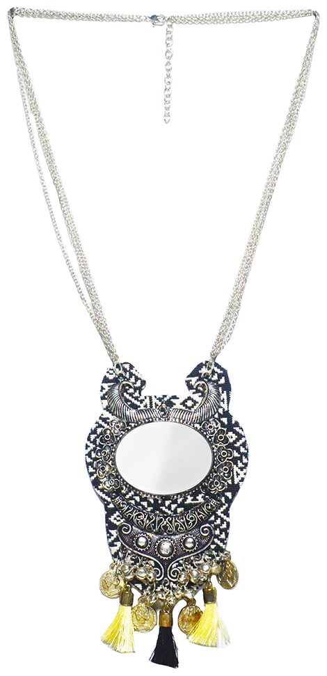 

Cemaya Oxidised Silver Mirror Necklace for women
