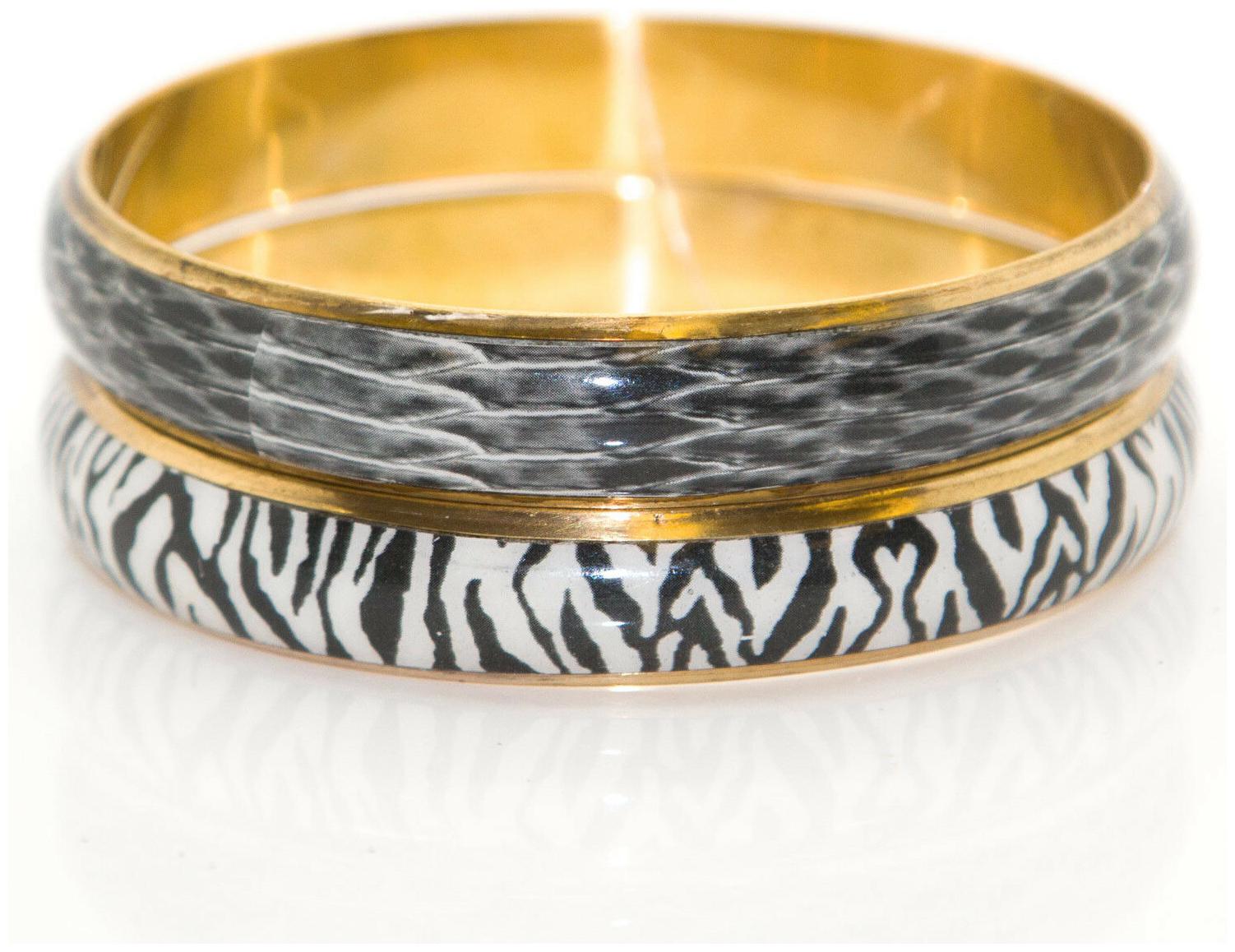 

CHAMAK Black White Printed 2-Pc Bangle Set 4 38 NWT