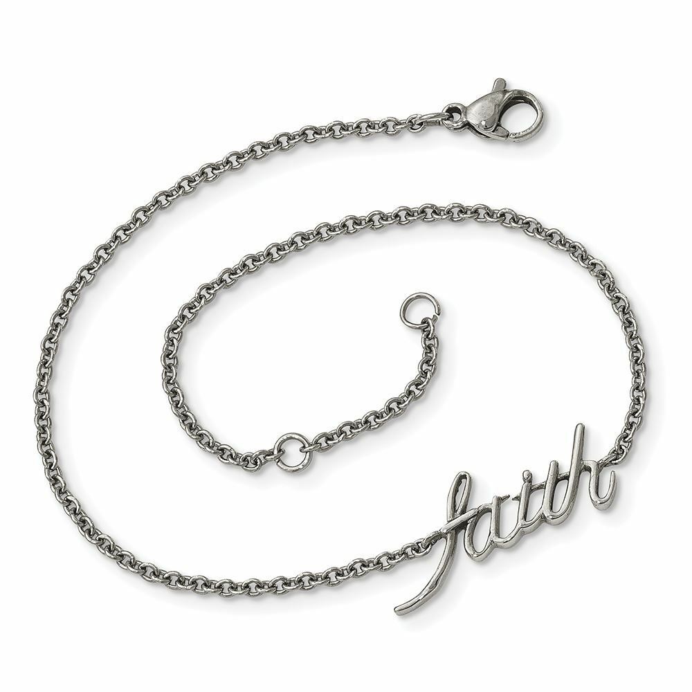 

Chisel Stainless Steel Polished FAITH with 1 Extension Anklet Bracelet