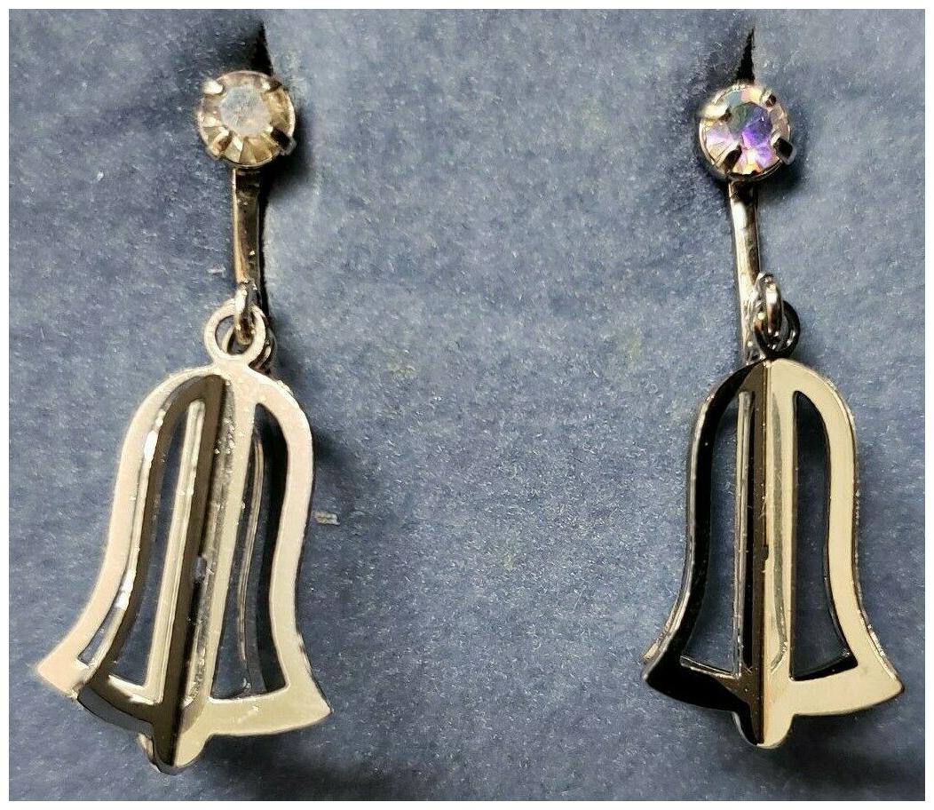 

Christmas bell earrings Avon Rhinestone Accent Bell Drop clip Earrings