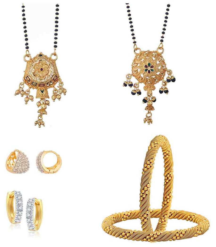 

Classic Combo of bead drop Mangalsutra clip ons and Bangle pair