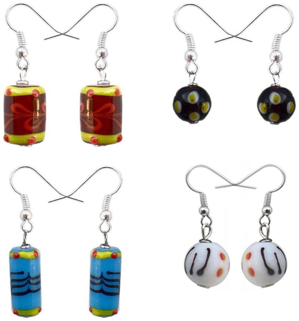 

Colorful stylish beaded earrings for girls by Beadworks (Pack of 4)