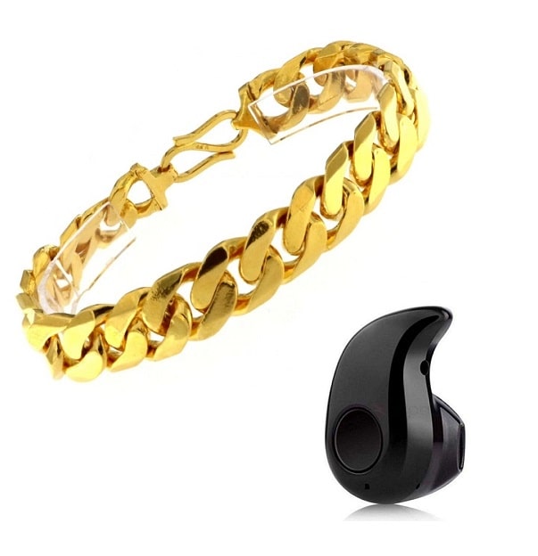 

COMBO OF BLUETOOTH EARBUDS WITH GOLDEN BRACELET