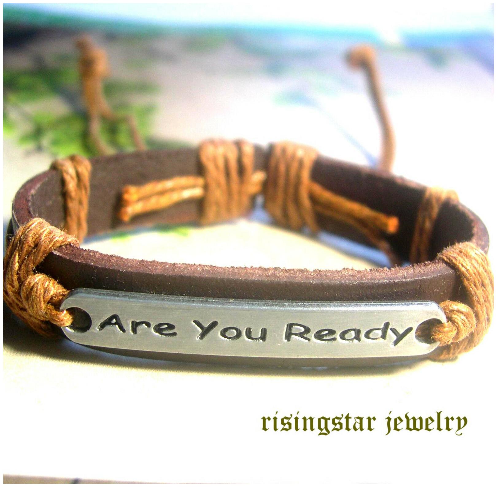 

Cool Are You Ready Leather Fashion Surfer Biker Character Bracelet Wristband
