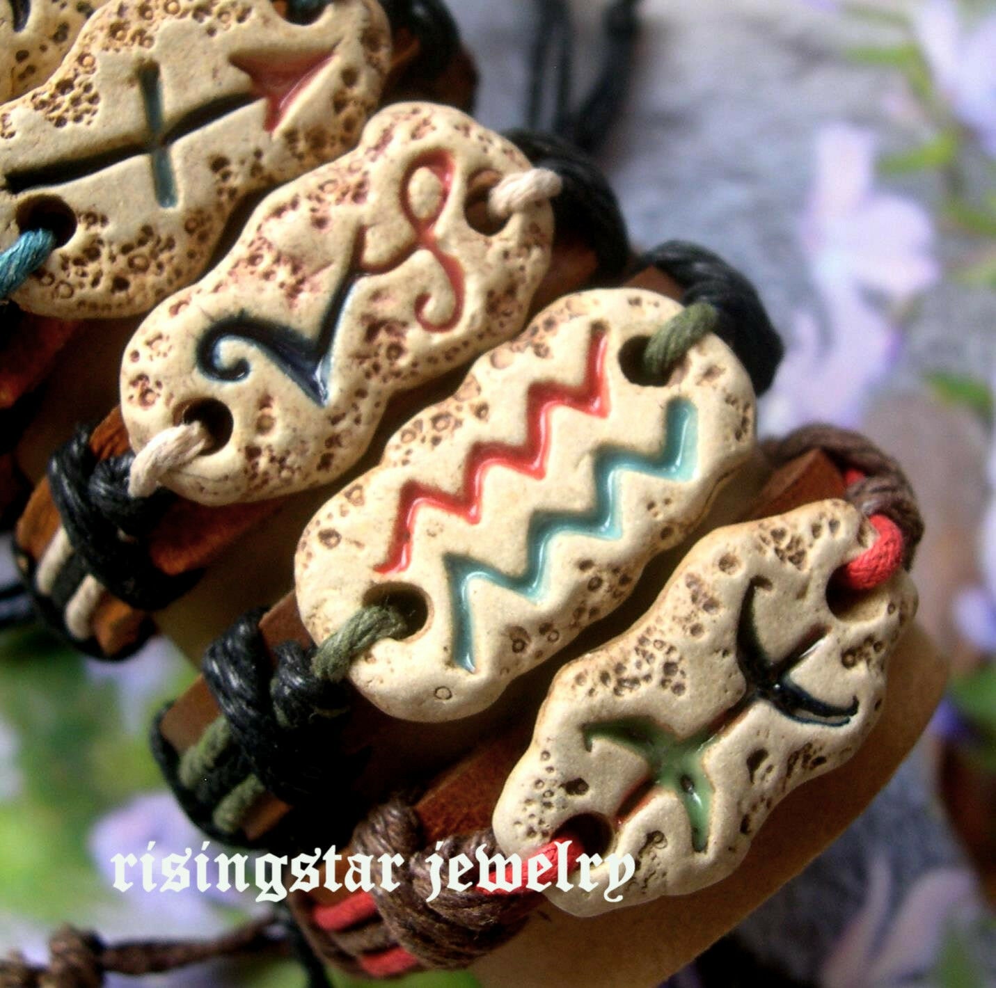 

Cool Astrology Horoscope Sign Leather Surfer Characters Bracelet Wristband