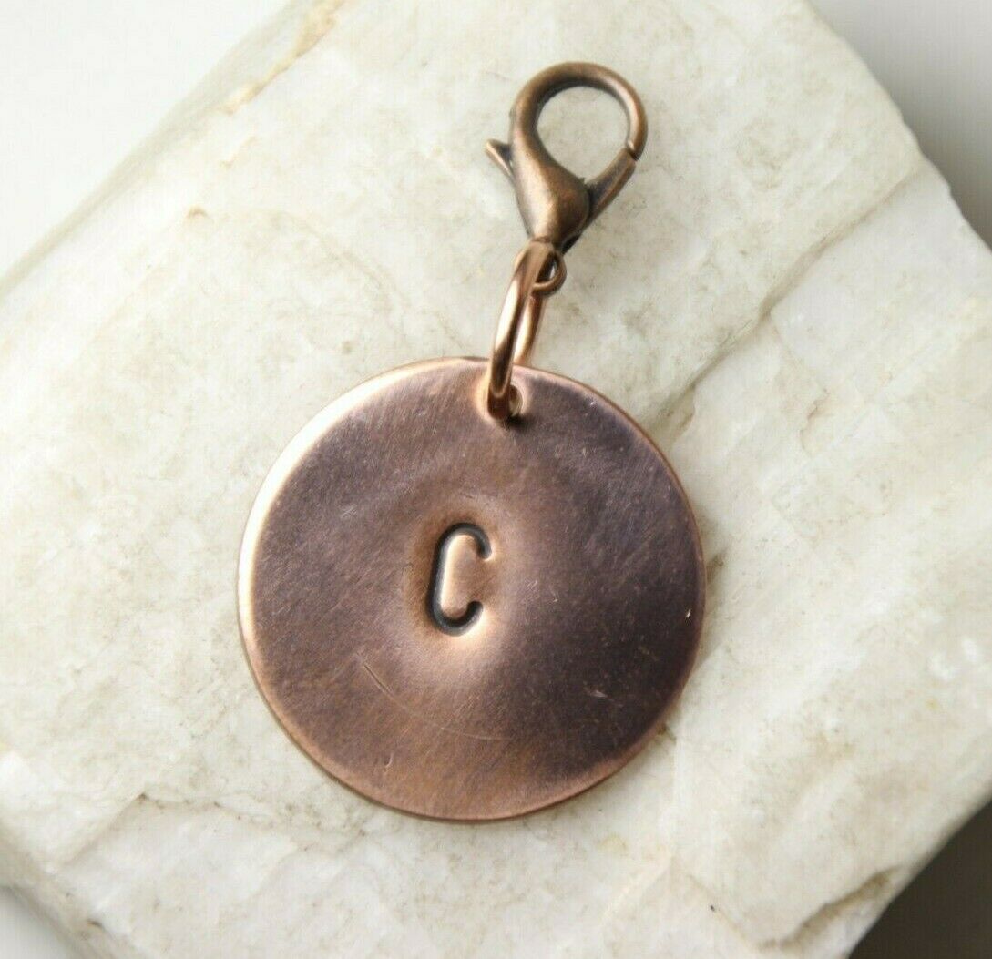 

Copper Stamped Pendant 1 Alphabet Charm Letter C Alpha Charms 1 3 4 Long Metal