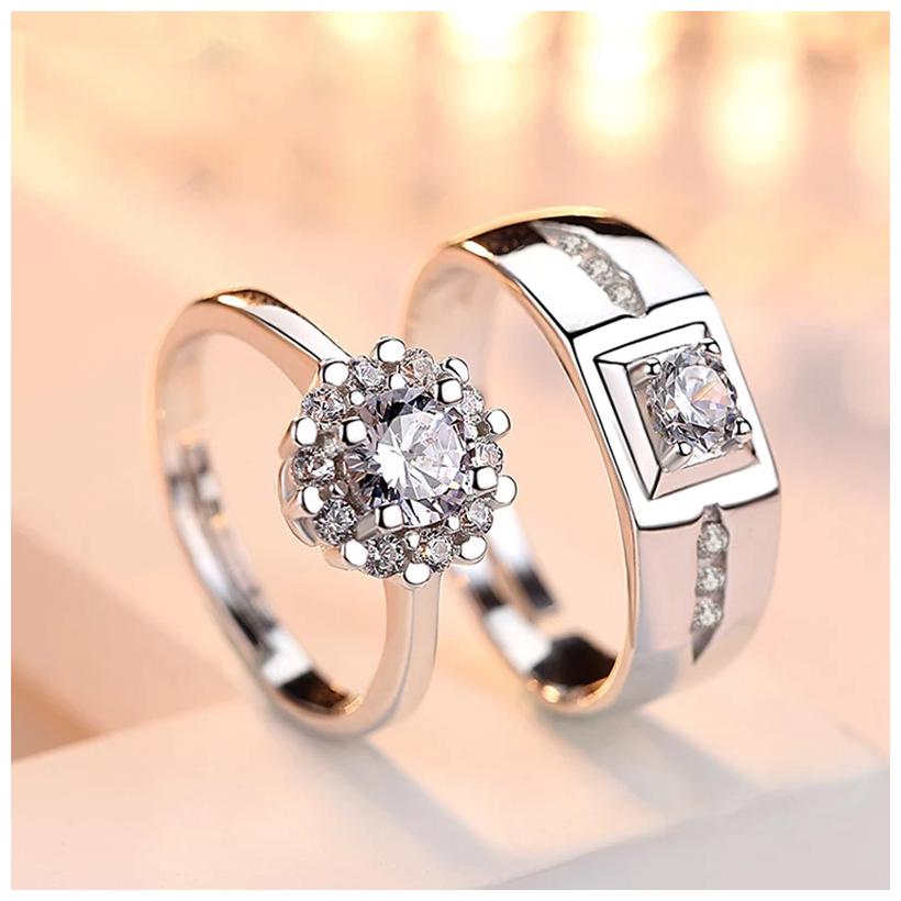 

Adjustable Couple Rings for lovers in Silver valentine gift proposal ring