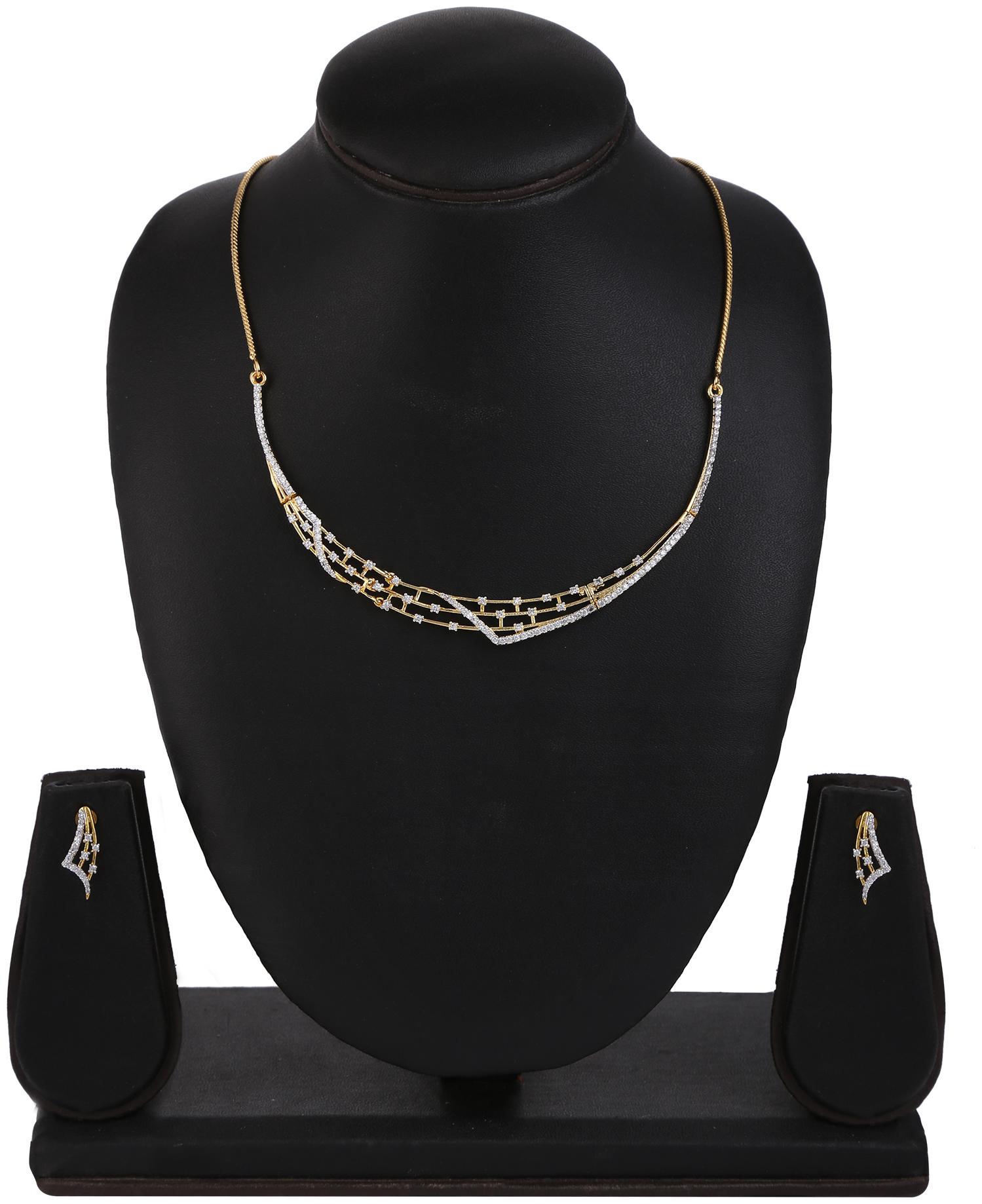 

Creation Plaisir Gold Plated Cz Stone Necklace And Earrings Set For Women And Girls