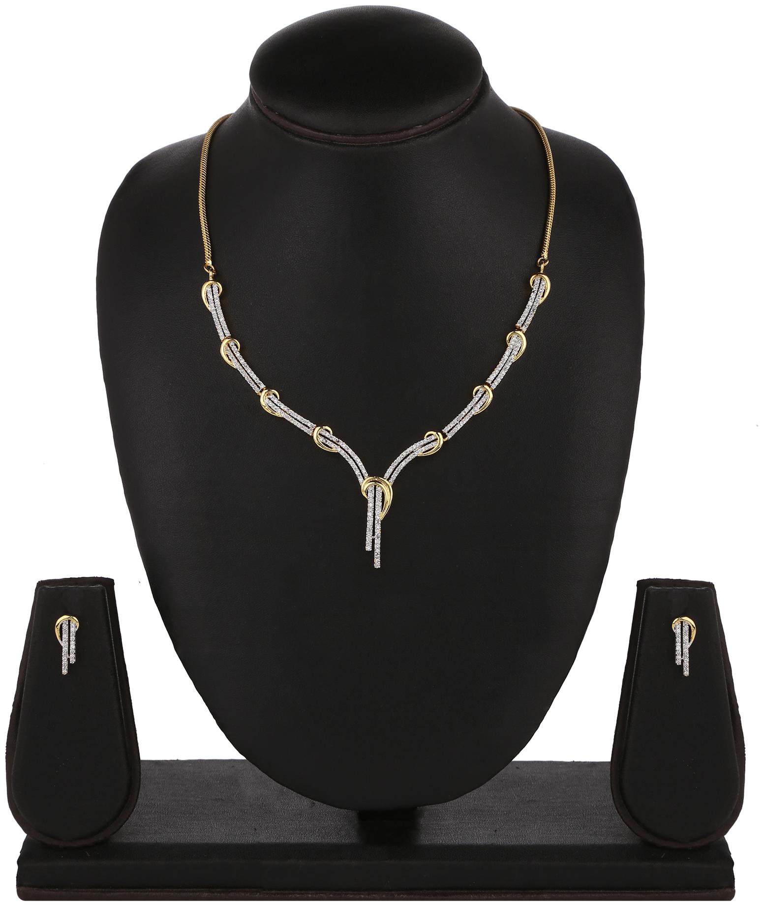 

Creation Plaisir Gold Plated Cz Stone Necklace And Earrings Set For Women And Girls