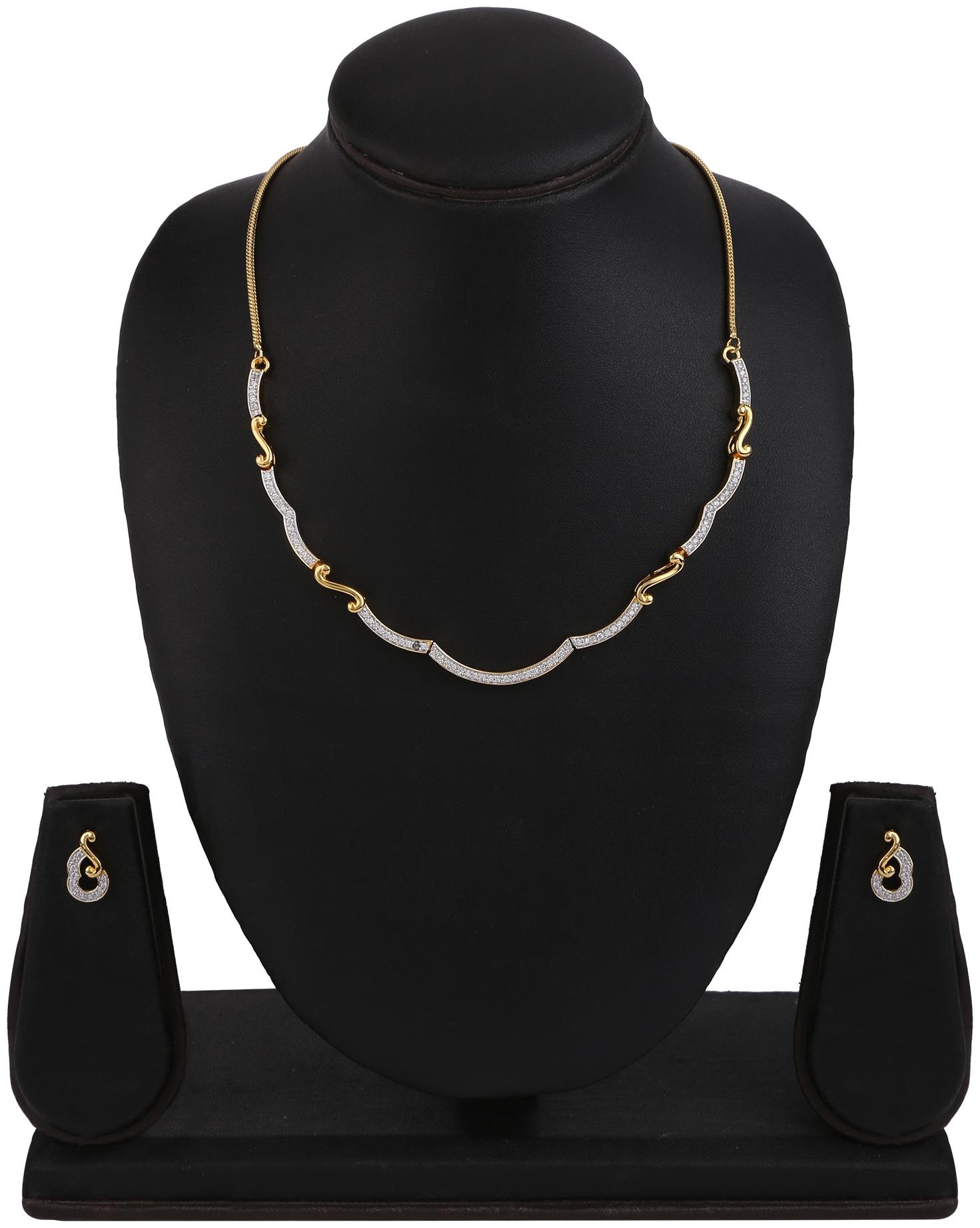 

Creation Plaisir Gold Plated Cz Stone Necklace And Earrings Set For Women And Girls