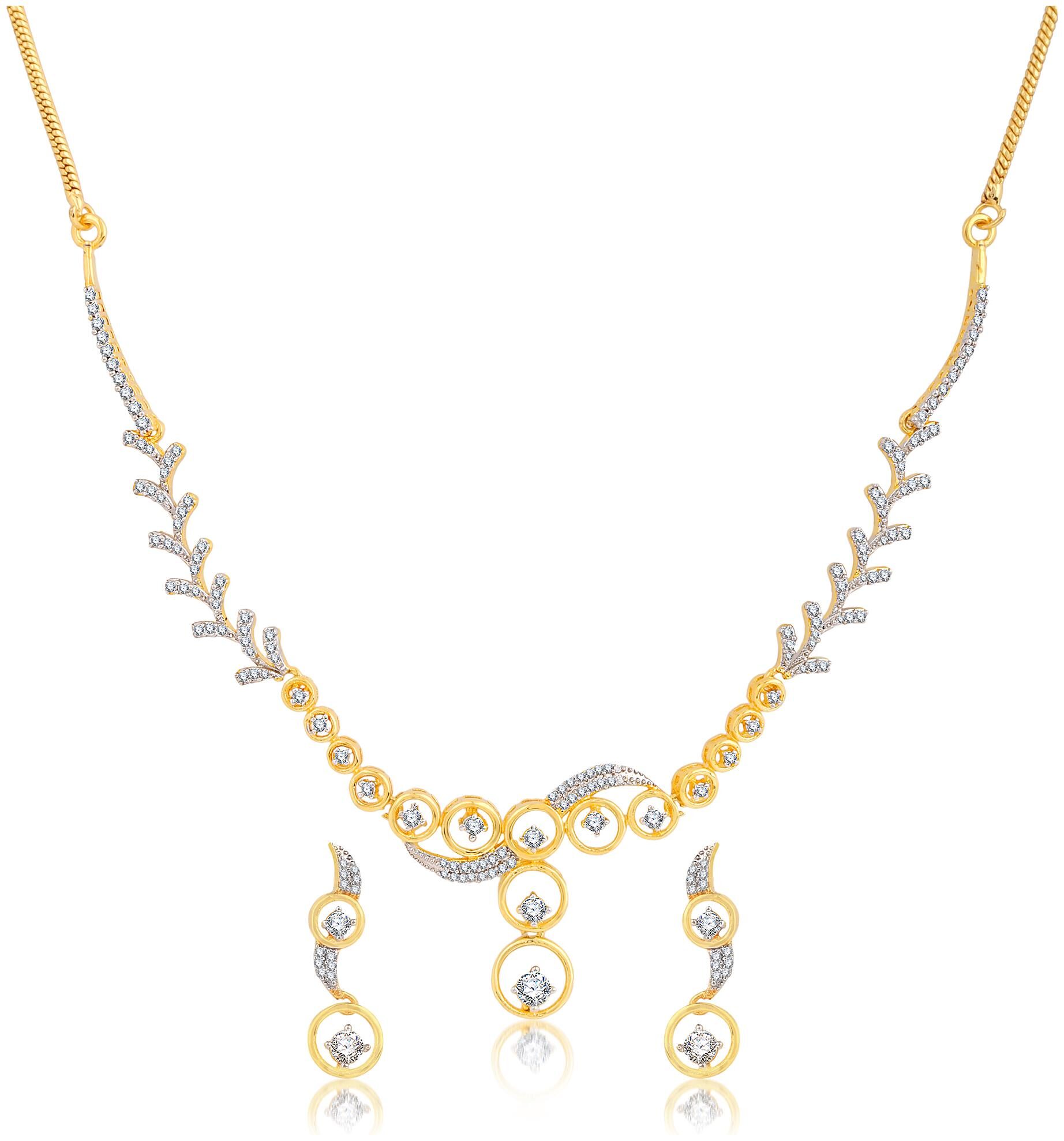 

Creation Plaisir Gold Plated Cz Stone Necklace And Earrings Set For Women And Girls