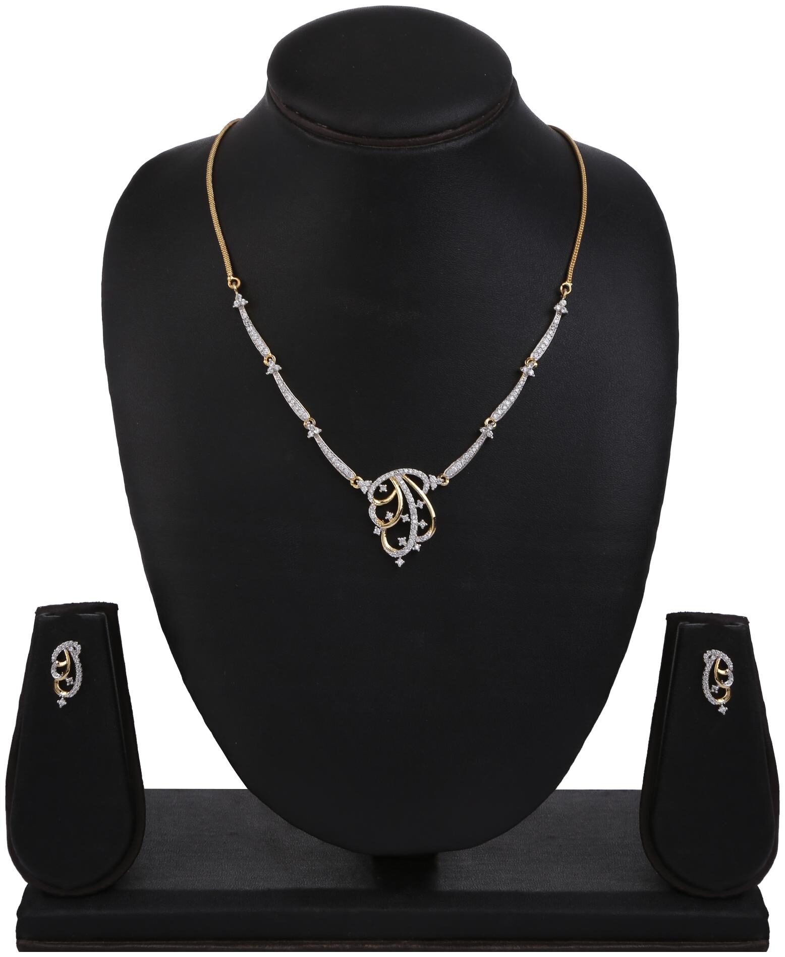 

Creation Plaisir Gold Plated Cz Stone Necklace And Earrings Set For Women And Girls