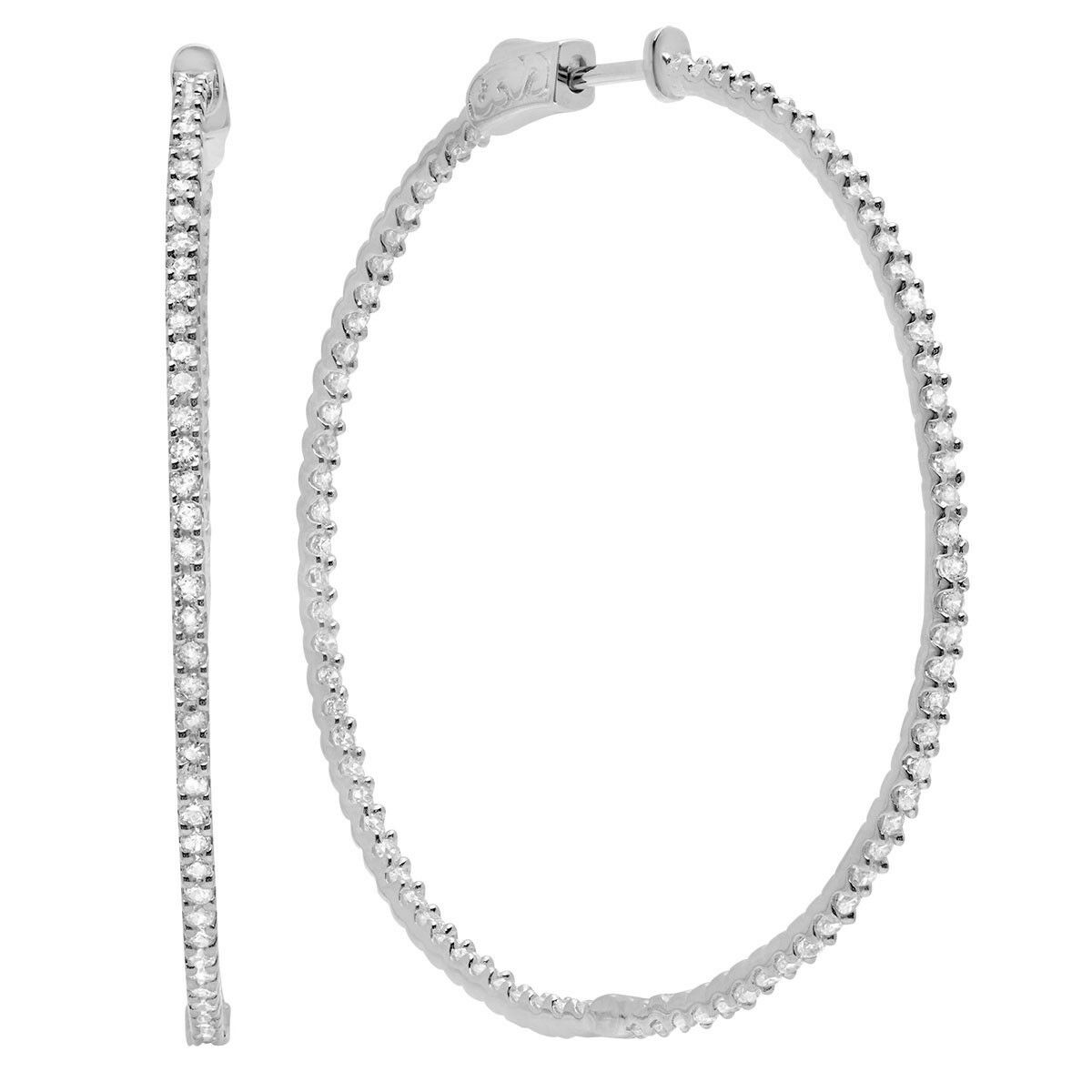 

CRISLU Classic Dia on BarPlatinum Finish Hoops Earrings 4 02cttw New 1 5 inch