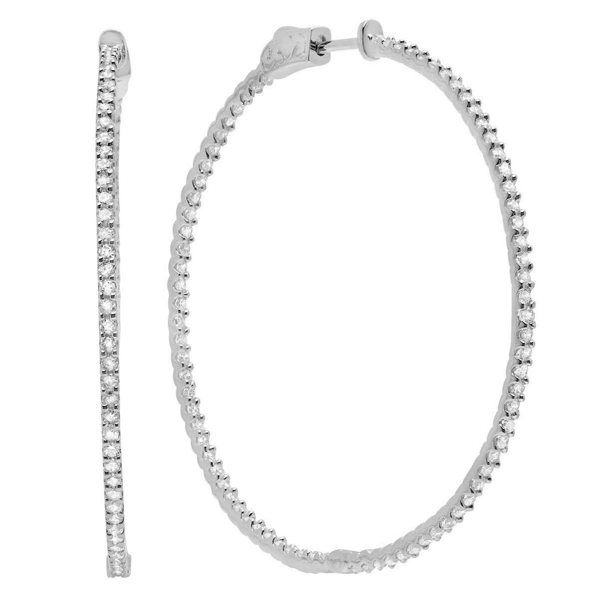 

CRISLU Classic Dia onBarPlatinum Finish Hoops Earrings 3 0 cttw NEW 1 25 in