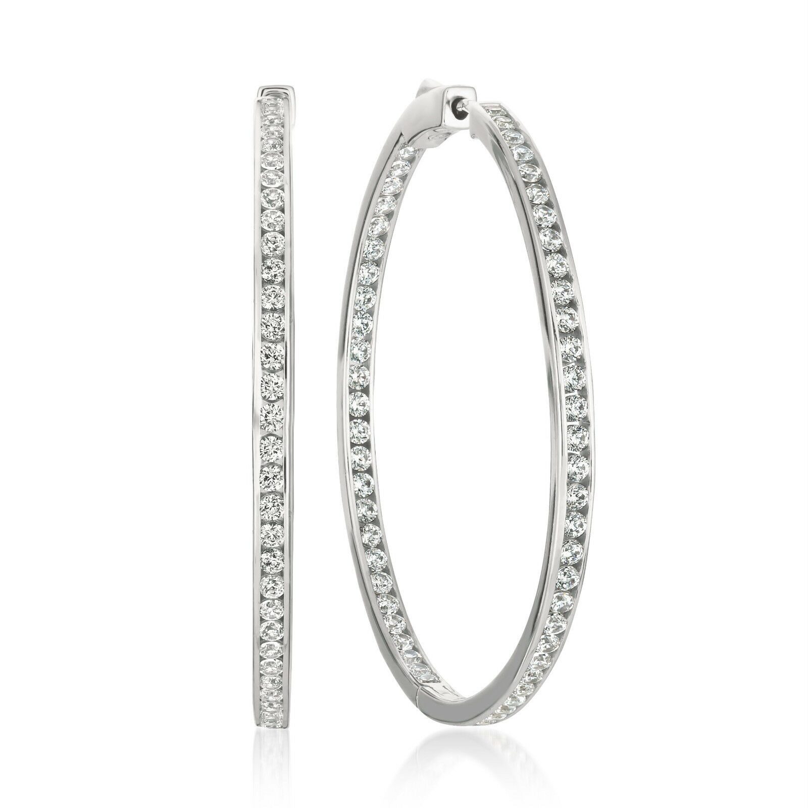 

CRISLU Classic Inside Out Hoop Earrings 1 6 Carat Finished in Pure Platinum NEW